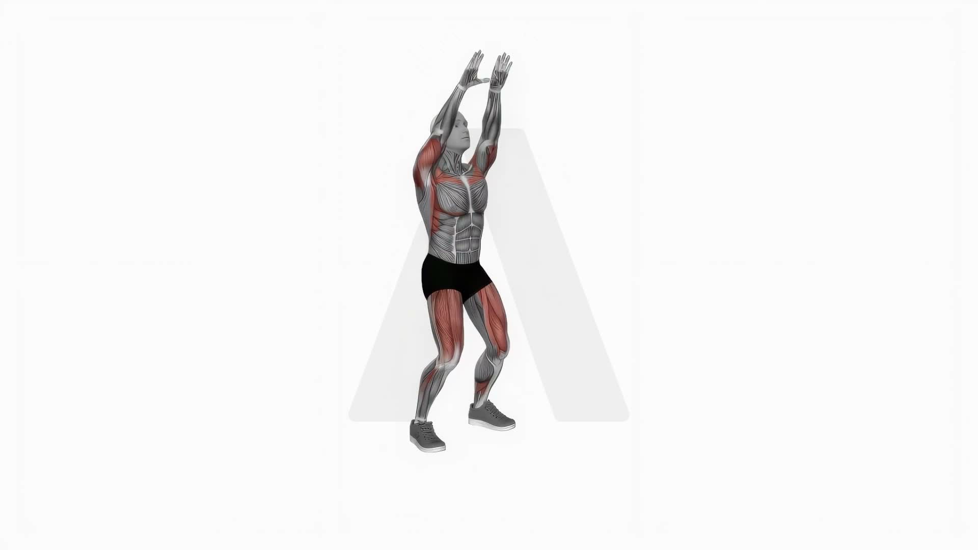 Bodyweight Full Squat With Overhead Front Raise exercise demonstration