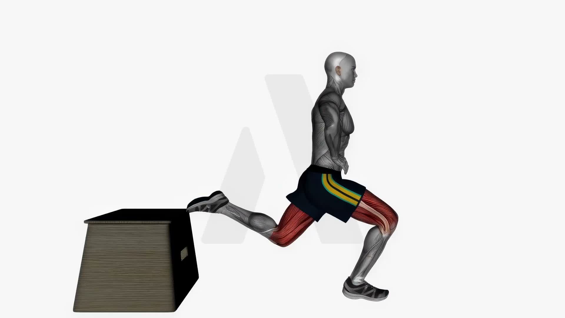 Bulgarian Split Squat Right Bodyweight Side View exercise demonstration