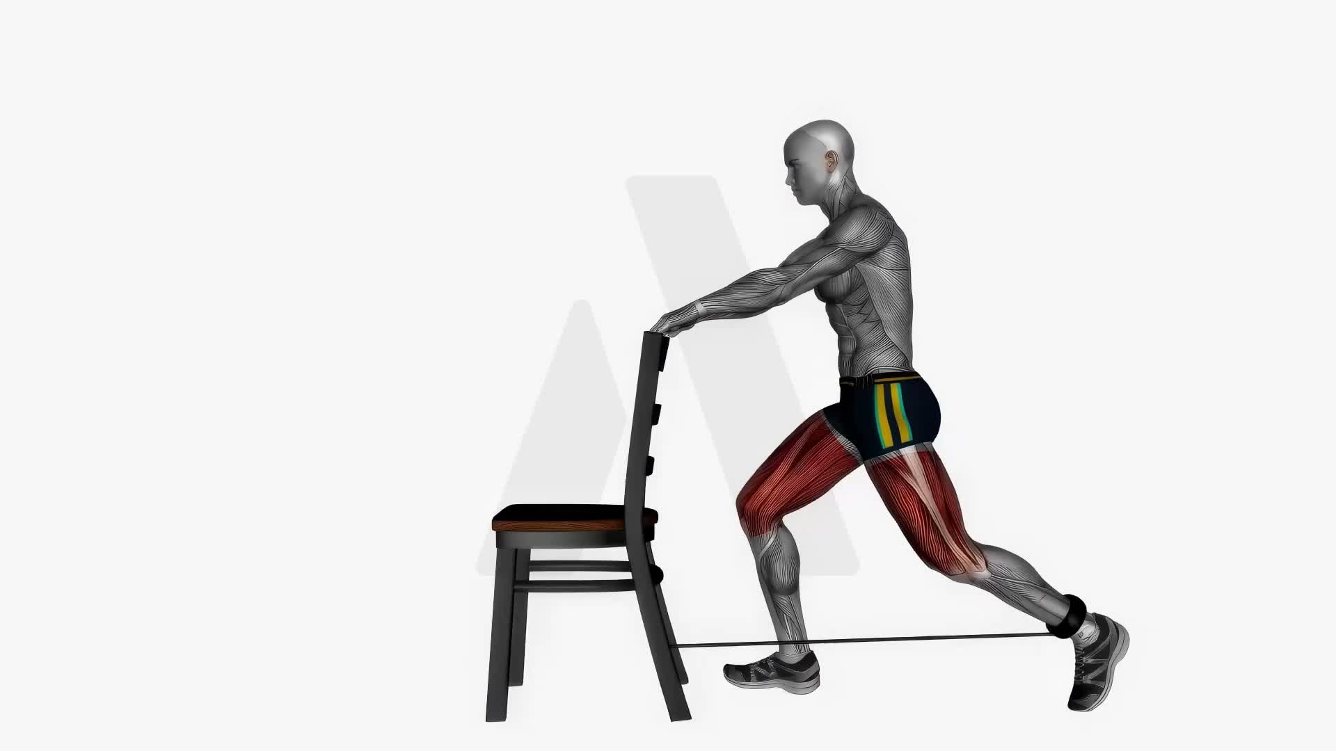 Chair Back Lunge Left Resistance Band exercise demonstration