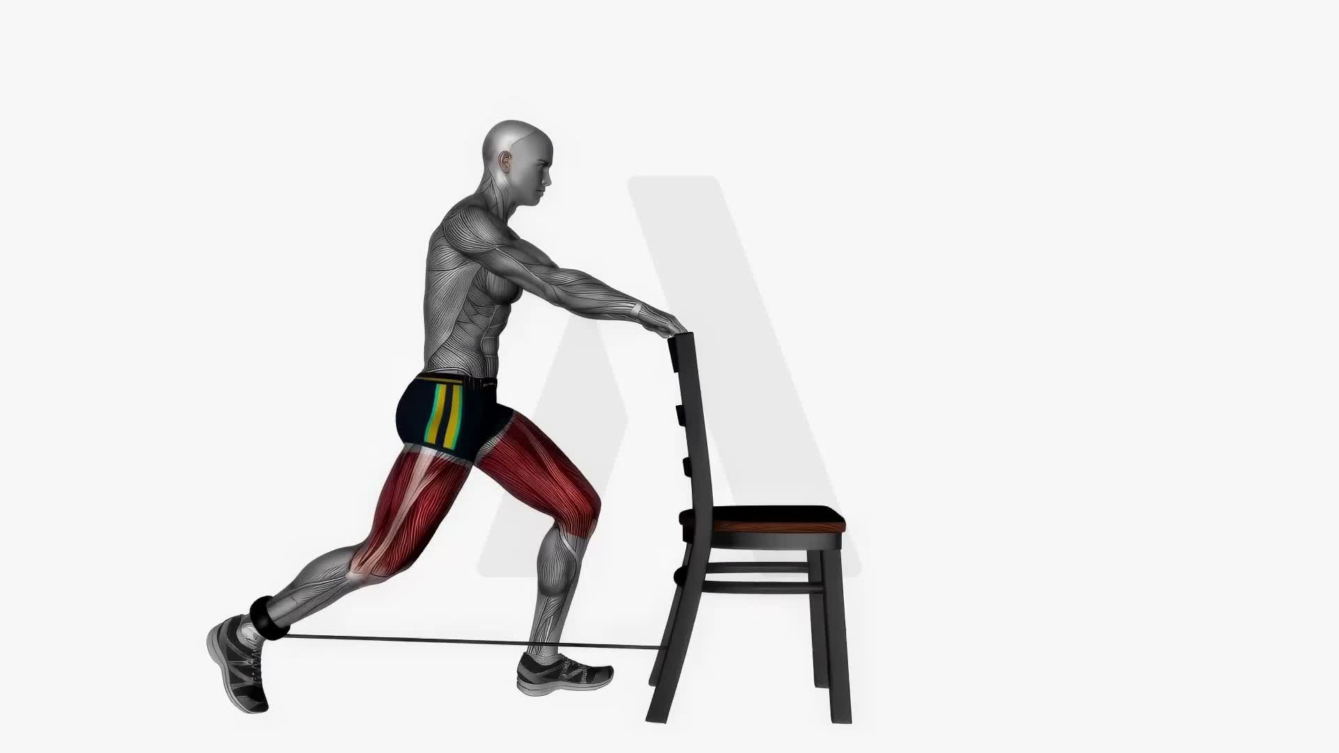 Chair Back Lunge Right Resistance Band exercise demonstration