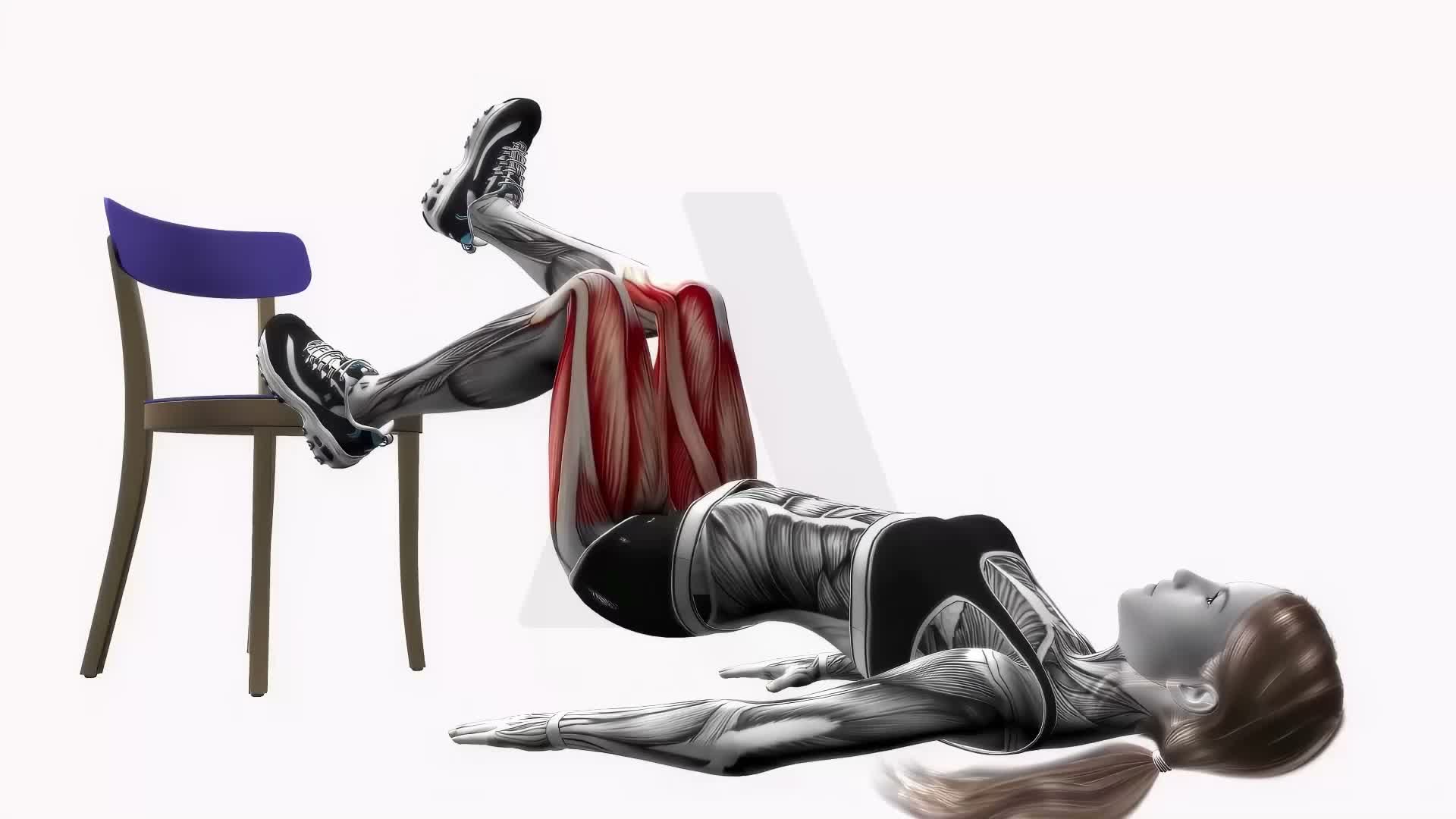 Chair Elevated Single Leg Glute Bridge exercise demonstration