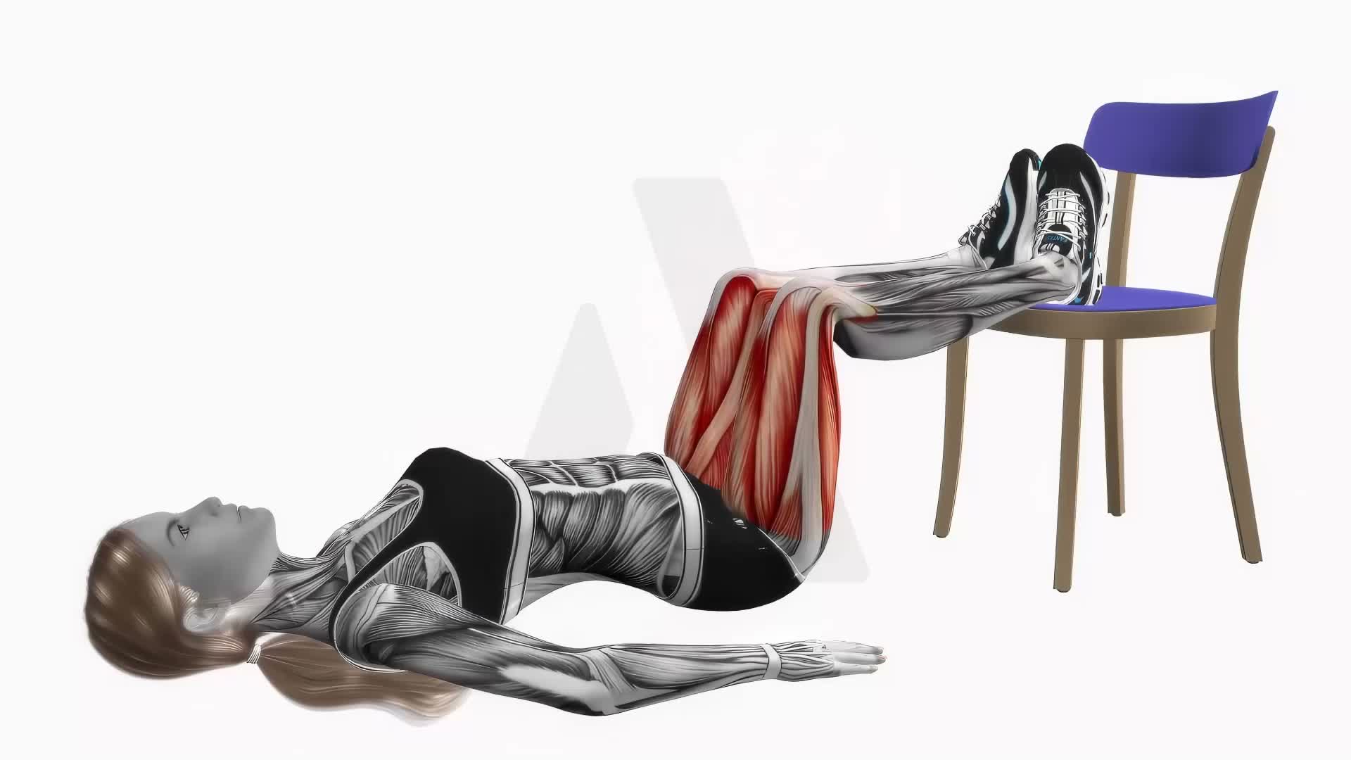 Chair Frog Feet Elevated Glute Bridge Bodyweight exercise demonstration