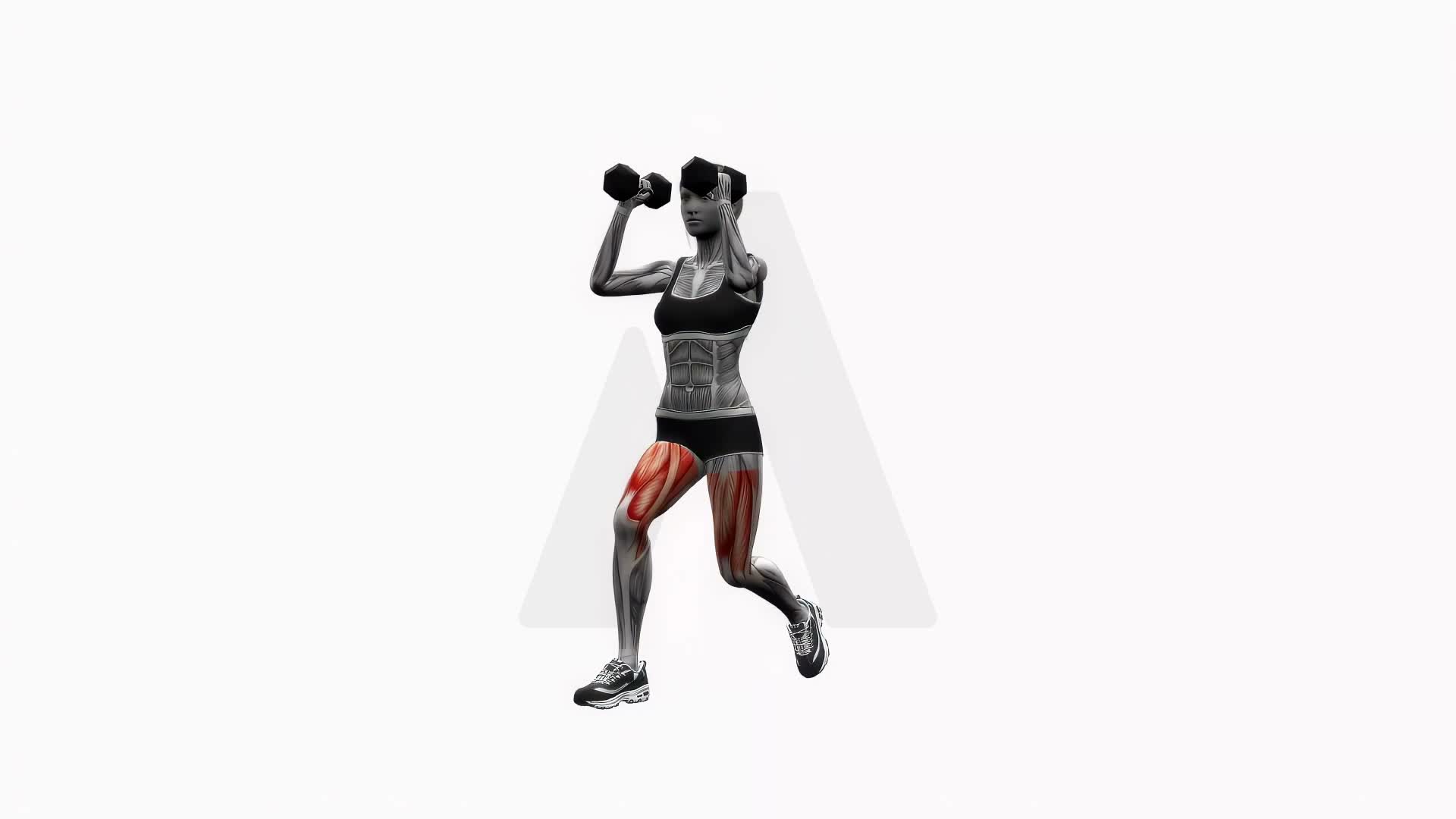 Dumbbell Lunge To Overhead Press exercise demonstration