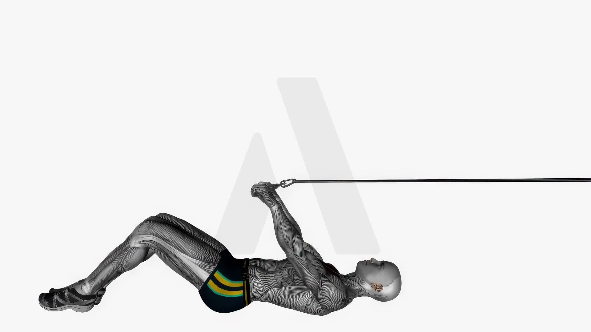 Lying Pull Over With Resistance Band Cable exercise demonstration