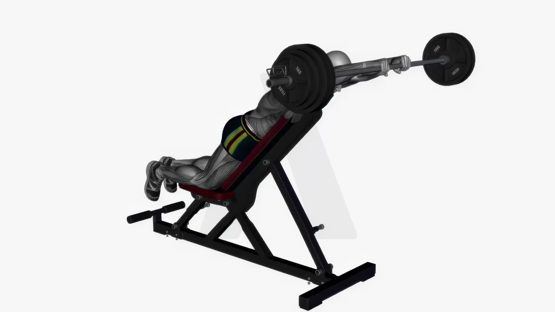 Prone Front Raises Barbell On Bench exercise demonstration