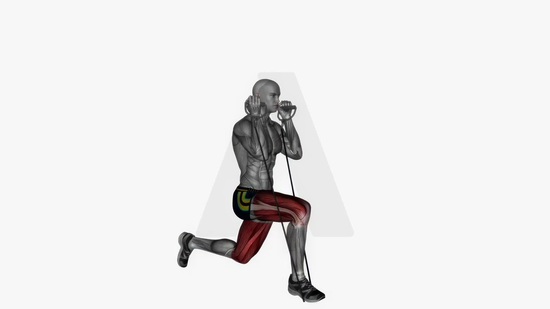 Reverse Lunge Left Resistance Band exercise demonstration