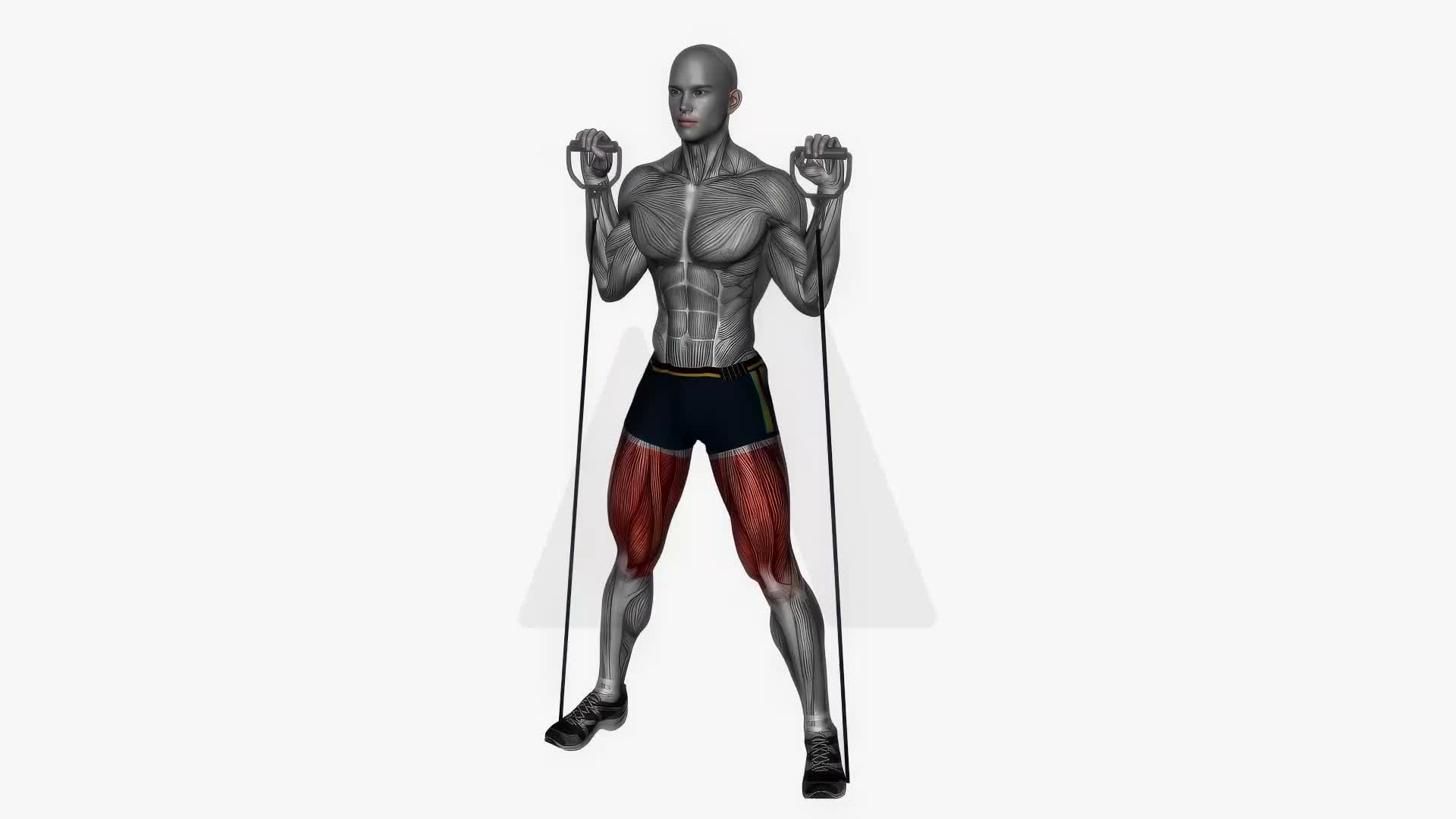 Sumo Squat Over Shoulder Resistance Band exercise demonstration